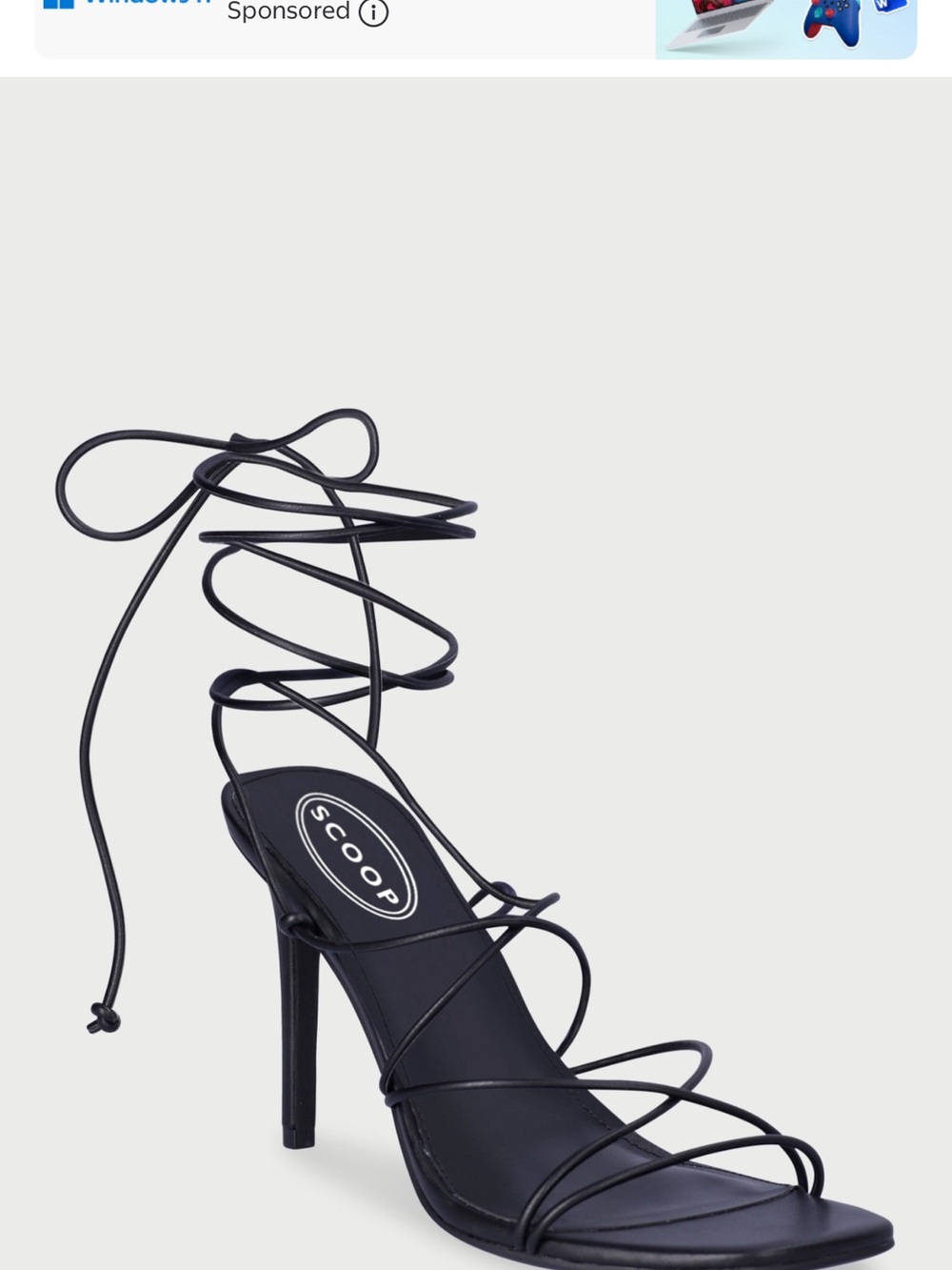 Scoop Black Lace-Up Stiletto Sandal